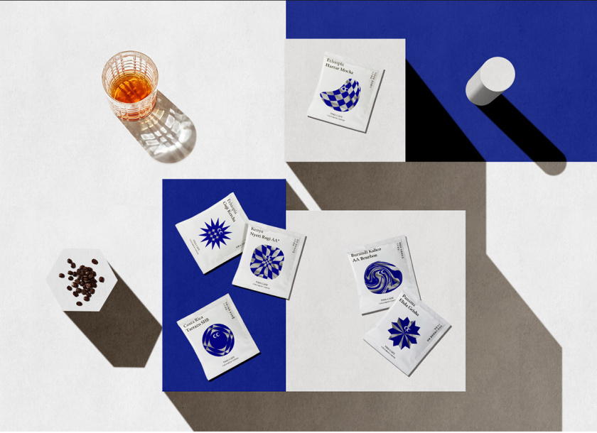 NMA CAFE 咖啡包裝設計“單色幾何元素”風格