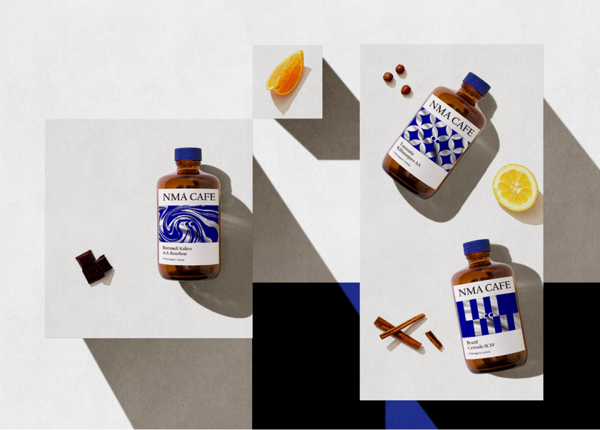 NMA CAFE 咖啡包裝設計“單色幾何元素”風格