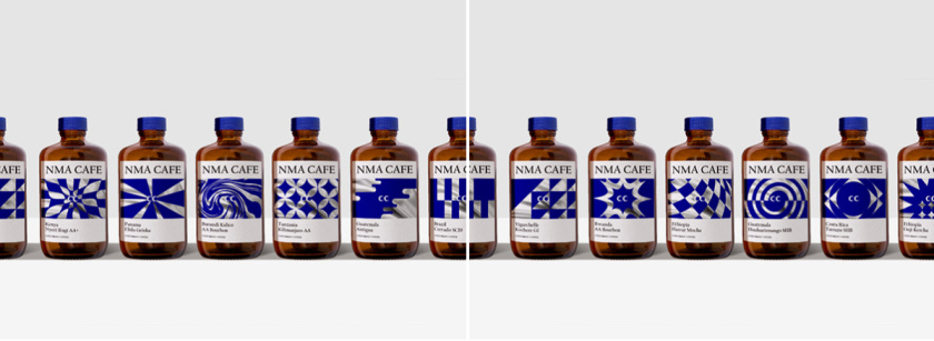 NMA CAFE 咖啡包裝設計“單色幾何元素”風格