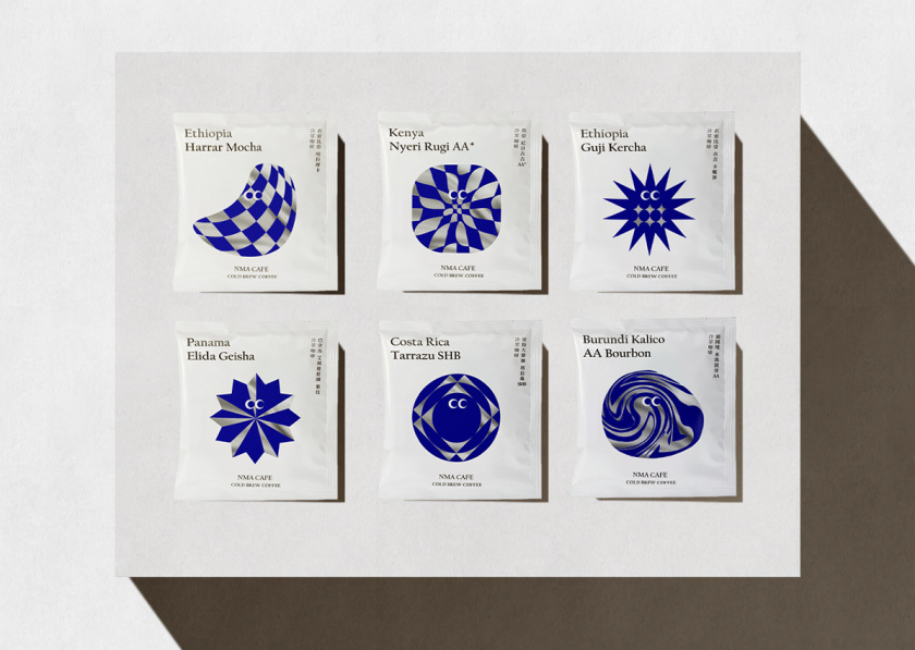 NMA CAFE 咖啡包裝設計“單色幾何元素”風格