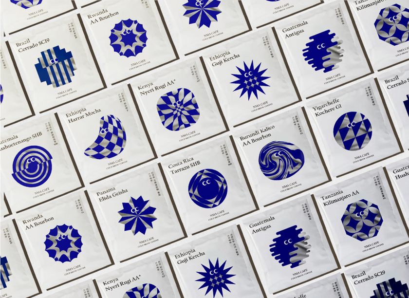 NMA CAFE 咖啡包裝設計“單色幾何元素”風格