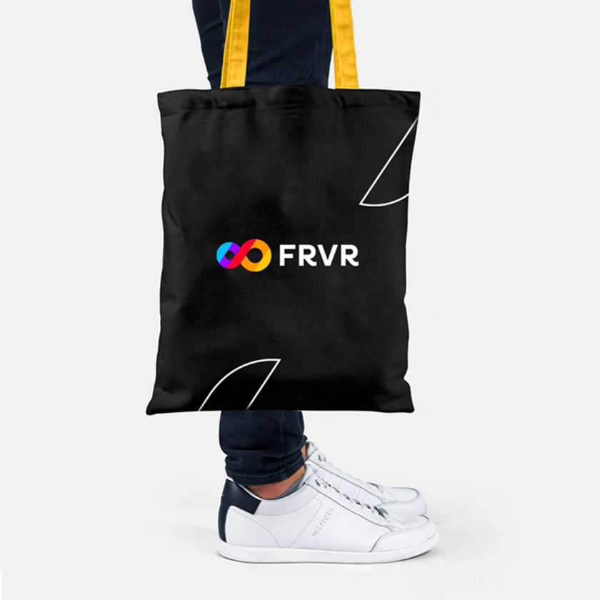 FRVR免費休閑游戲平臺網站品牌重塑，對角線顏色分割無窮大造型LOGO設計