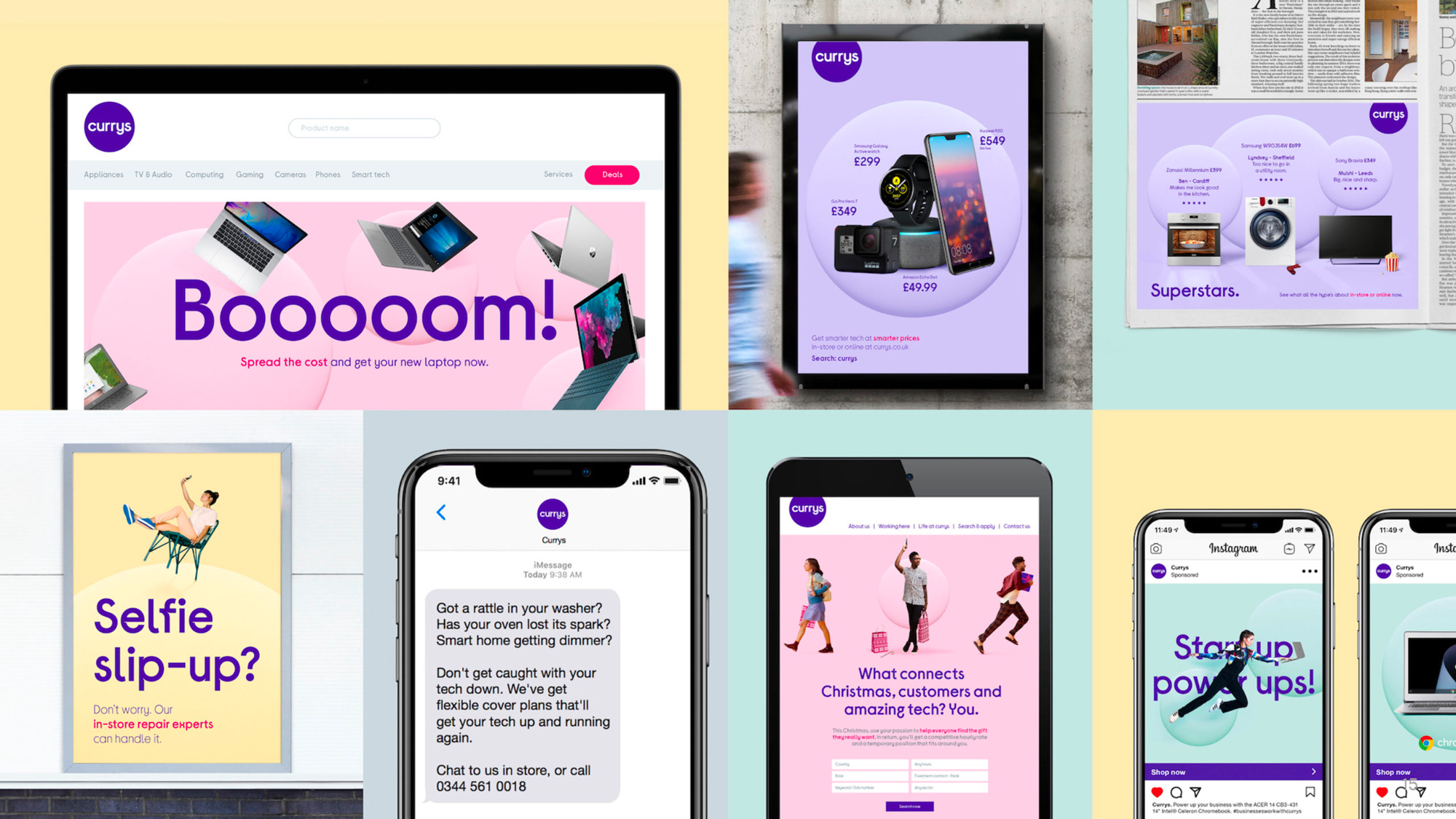 Currys 科技技術產品和服務全渠道零售商品牌logo設計vi設計“3D圓形圖形”-廣告和促銷設計