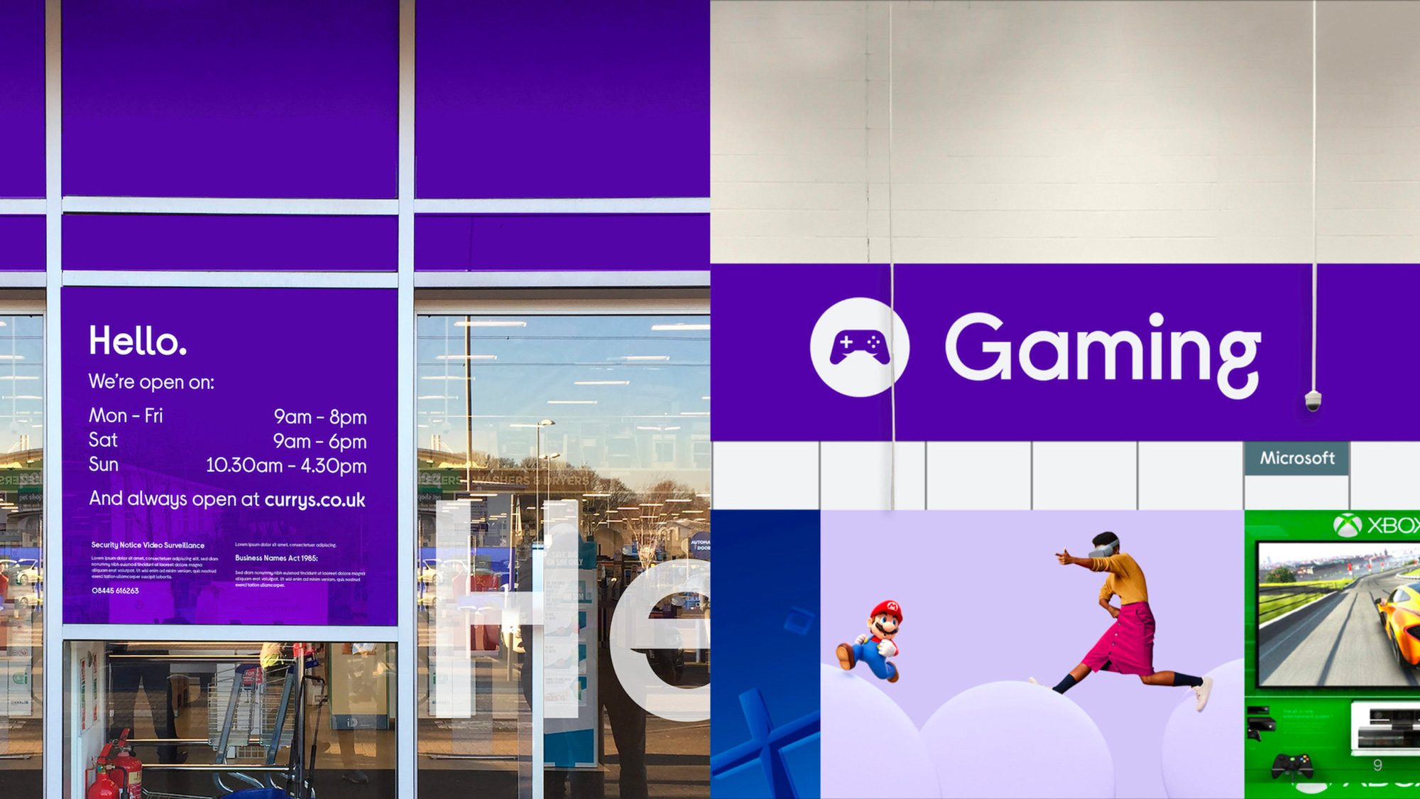 Currys數碼電子科技產品和服務全渠道零售商品牌logo設計vi設計“3D圓形圖形”“-商店外部和內部店鋪設計