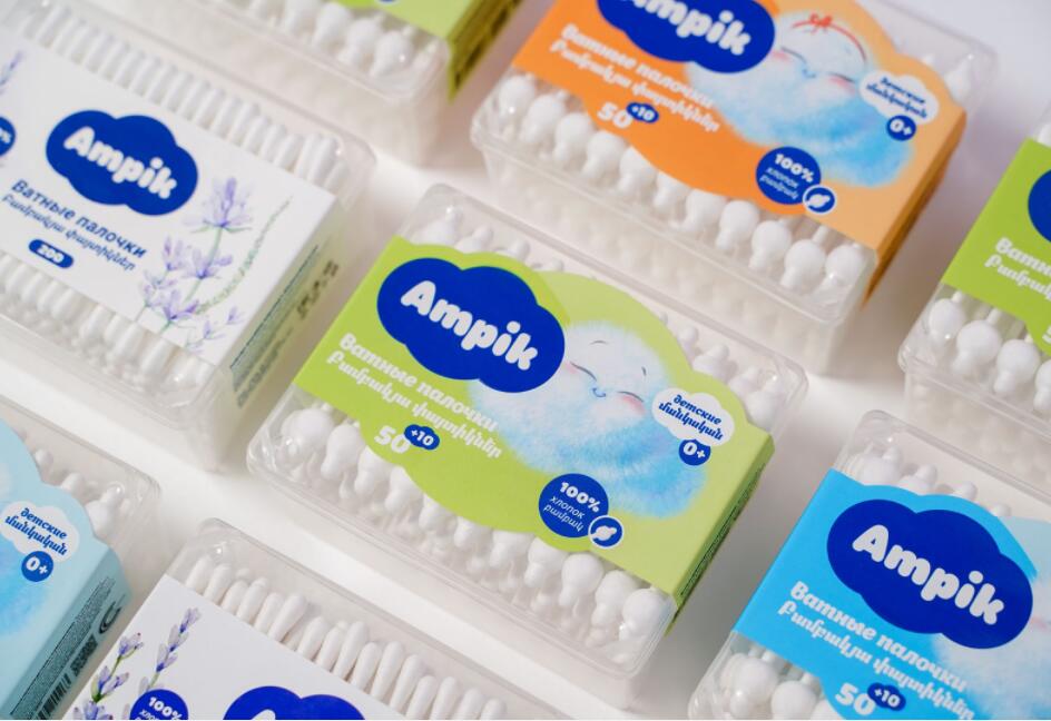 Ampik 安皮克消毒濕巾品牌命名與包裝設計，蓬松的云彩符號代表柔軟的棉花
