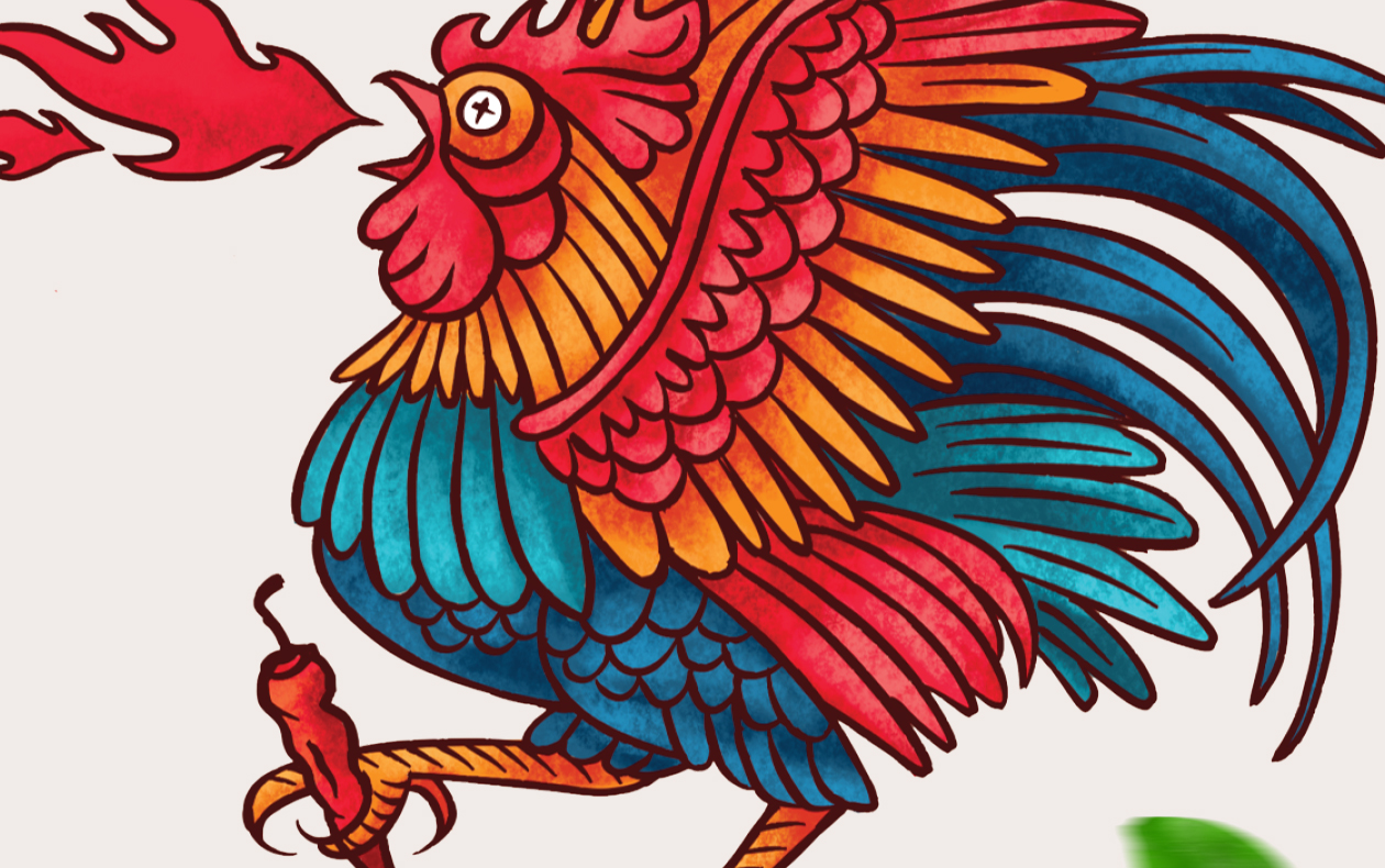 VENHEL辣醬包裝設(shè)計(jì)“手繪公雞插圖”