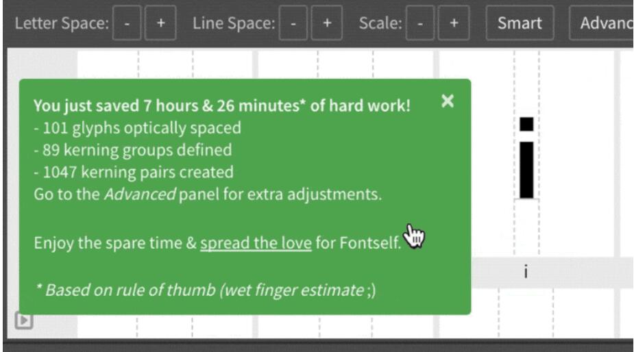 使用 Fontself Maker 界面的動畫 gif