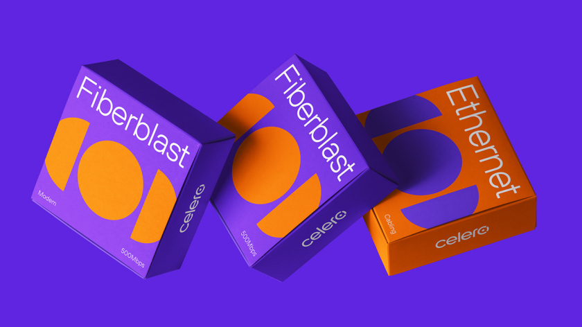 Celero 互聯(lián)網(wǎng)紫色和橙色電信品牌設(shè)計(jì)-logo設(shè)計(jì)vi形象設(shè)計(jì)