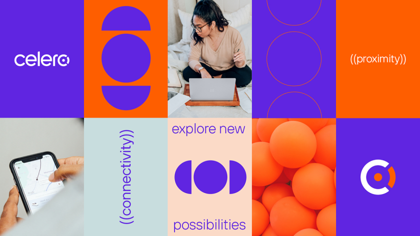 Celero 互聯(lián)網(wǎng)紫色和橙色電信品牌設(shè)計(jì)-logo設(shè)計(jì)vi形象設(shè)計(jì)