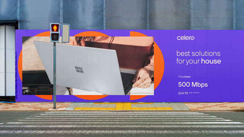 Celero 互聯(lián)網(wǎng)紫色和橙色電信品牌設(shè)計(jì)-logo設(shè)計(jì)vi形象設(shè)計(jì)