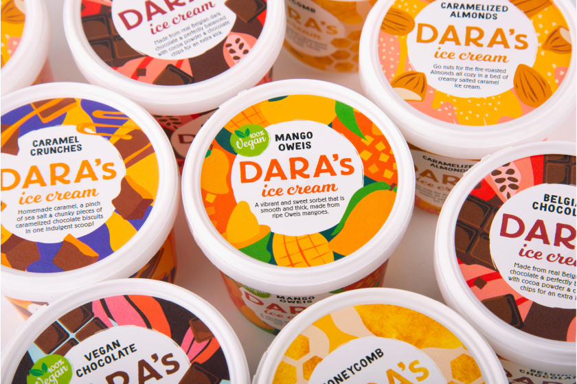 Dara全天然手工冰淇淋包裝設計“鮮艷飽滿的插畫”