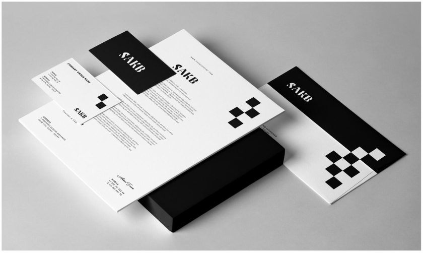 SAKB可再生能源建筑公司企業vi形象設計—S+國際象棋馬logo設計與棋盤輔助圖形設計