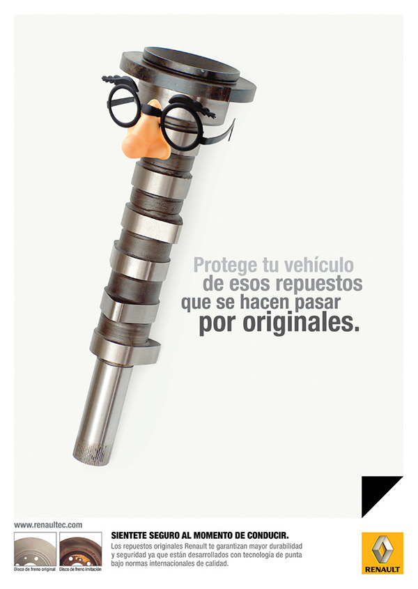 雷諾汽車原廠汽車配件平面廣告設計，不要假冒配件傷害