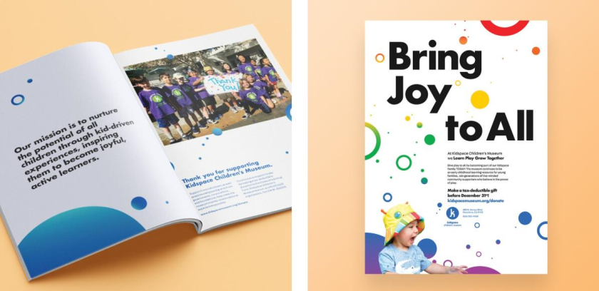 帕薩迪納Pasadena兒童空間博物館宣傳畫冊年度報告設計，圓形色彩環