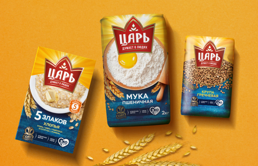 俄羅斯Tsar沙皇品牌谷物麥片食品紙盒包裝設計logo設計“日出皇冠”元素