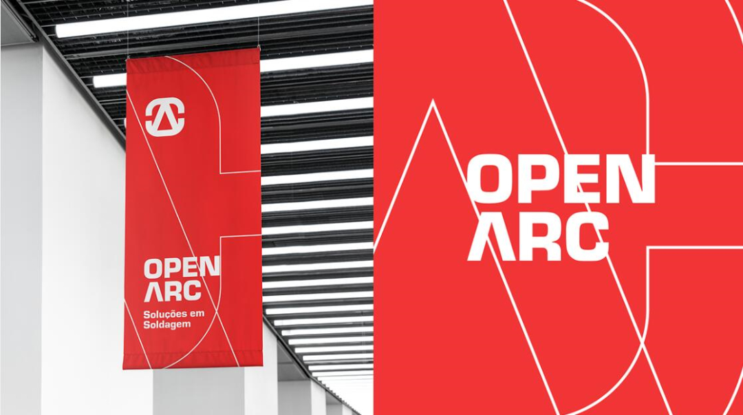 Open Arc 焊接解決方案公司企業視覺形象識別設計，字母O+A電弧打開圖形