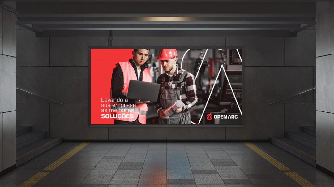 Open Arc 焊接解決方案公司企業視覺形象識別設計，字母O+A電弧打開圖形