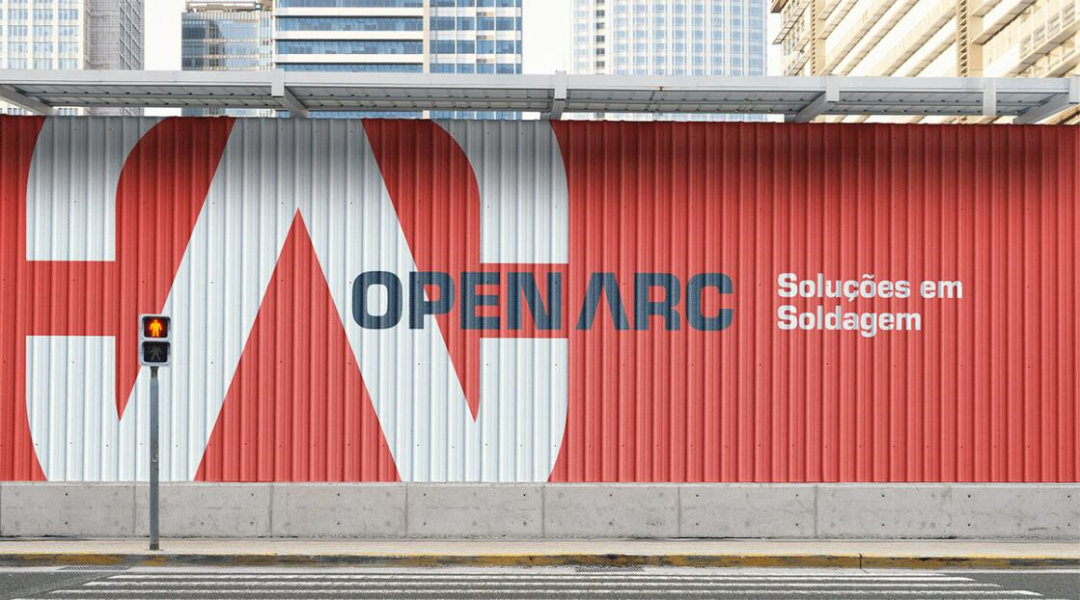 Open Arc 焊接解決方案公司企業視覺形象識別設計，字母O+A電弧打開圖形