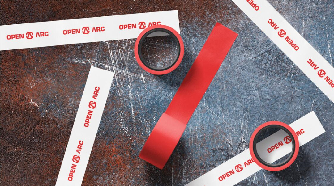 Open Arc 焊接解決方案公司企業視覺形象識別設計，字母O+A電弧打開圖形