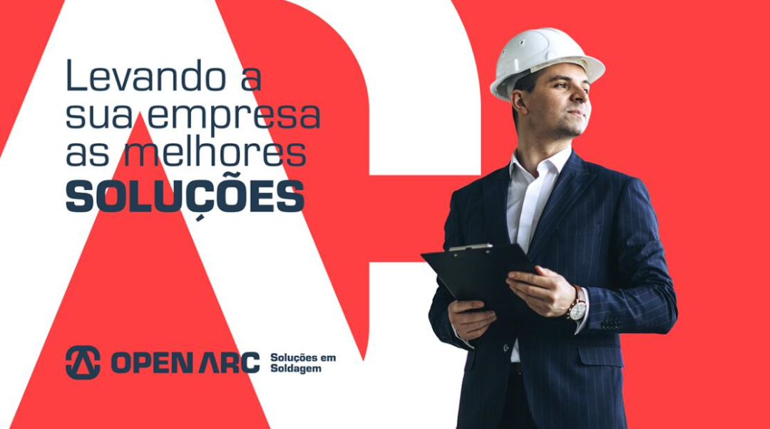 Open Arc 焊接解決方案公司企業視覺形象識別設計，字母O+A電弧打開圖形