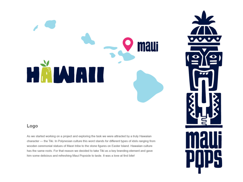 Maui Pops 冰淇淋店品牌logo設計店鋪室內設計，活潑的夏威夷風格