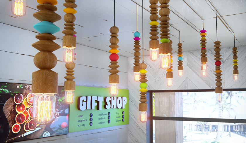 Maui Pops 冰淇淋店品牌logo設計店鋪室內設計，活潑的夏威夷風格