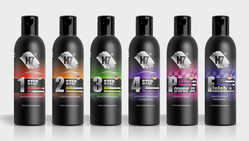 H7 汽車美容用品拋光劑 “漸變效果+進度條元素的運用”包裝設計