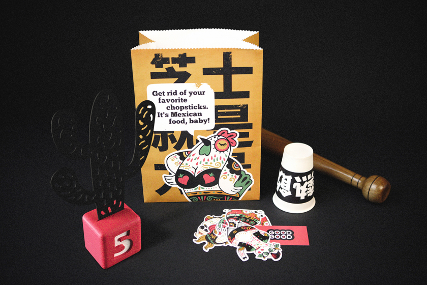 Good Good墨西哥休閑餐飲品牌設計，“中國皮影風”插畫元素設計