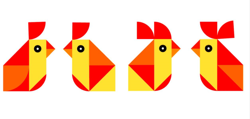 Chicken Cafe 幾何色塊小雞咖啡餐飲”LOGO+輔助圖形”設計