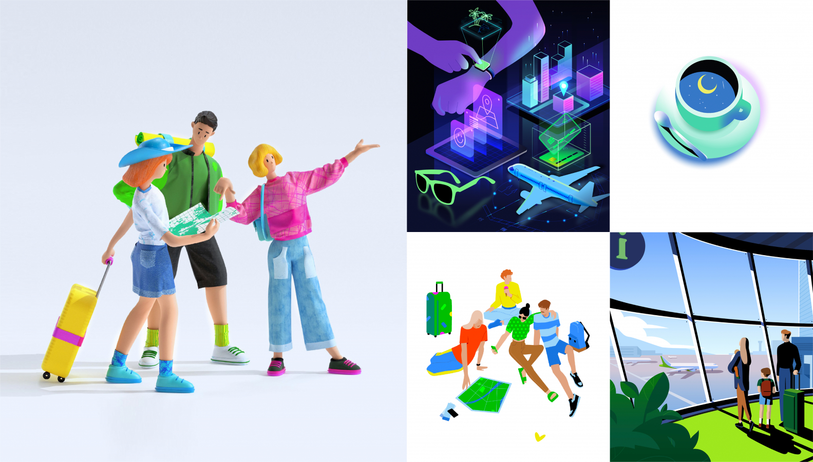 Сбер 金融銀行品牌重塑視覺形象vi設計系統-輔助插圖設計