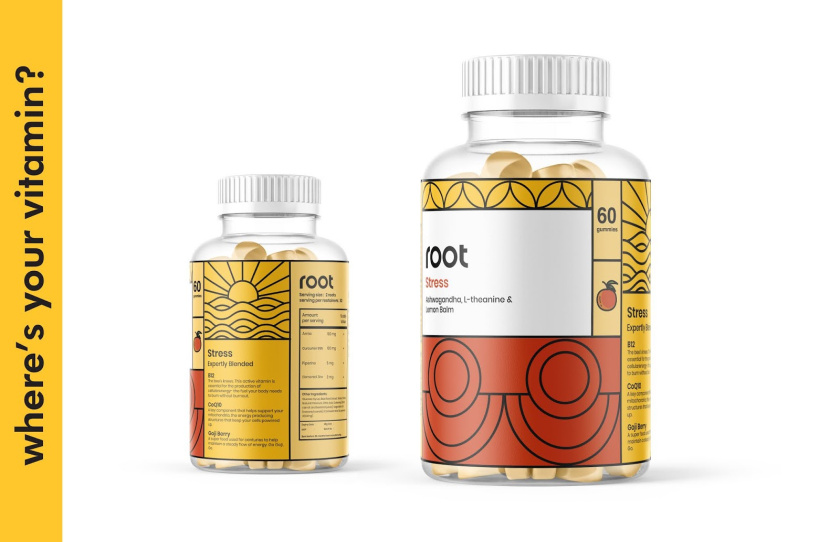 根系營養 Root Nutrition 維生素補充劑保健品線條插畫包裝設計