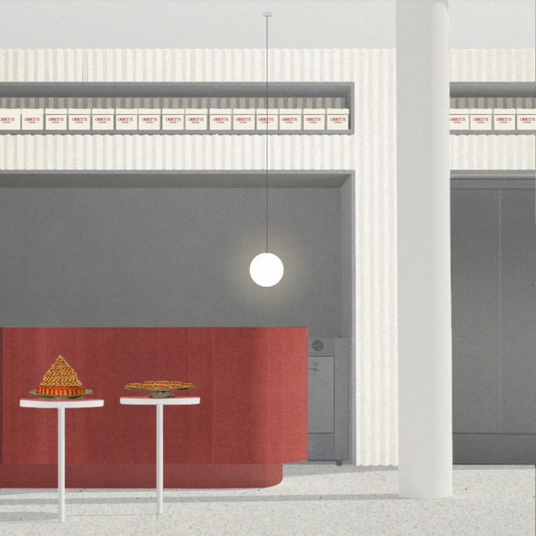 35平三角形小型面包店店鋪空間設計，優雅精致的土紅色設計