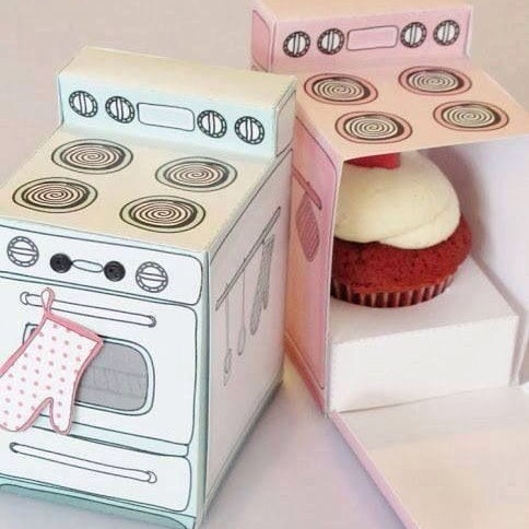 紙杯蛋糕烤箱外賣包裝設計