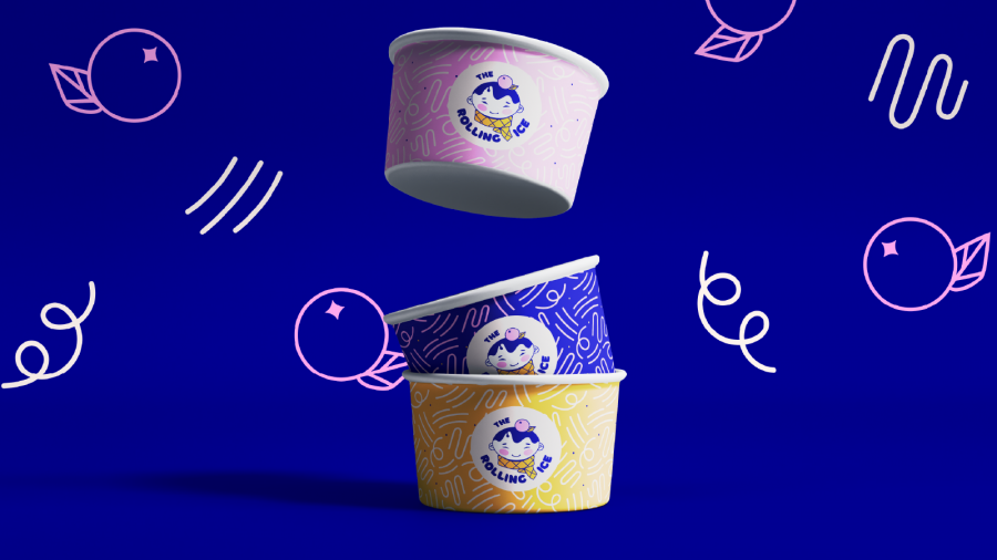 The Rolling Ice 流動車冰淇淋品牌logo設計vi設計“泰國男孩”圖形