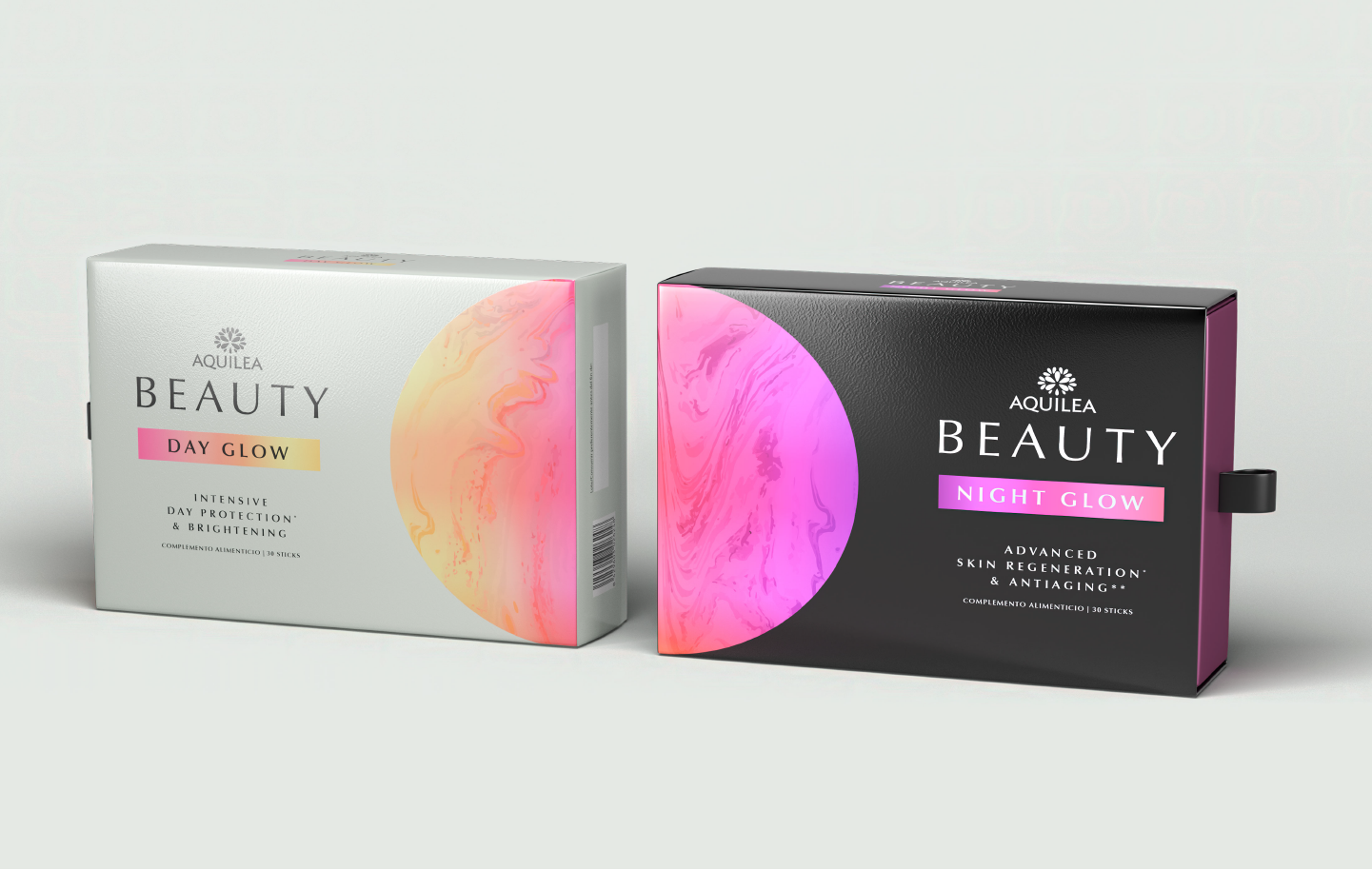AQUILEA貴婦逆齡飲日夜沖飲套裝營養美容產品包裝設計