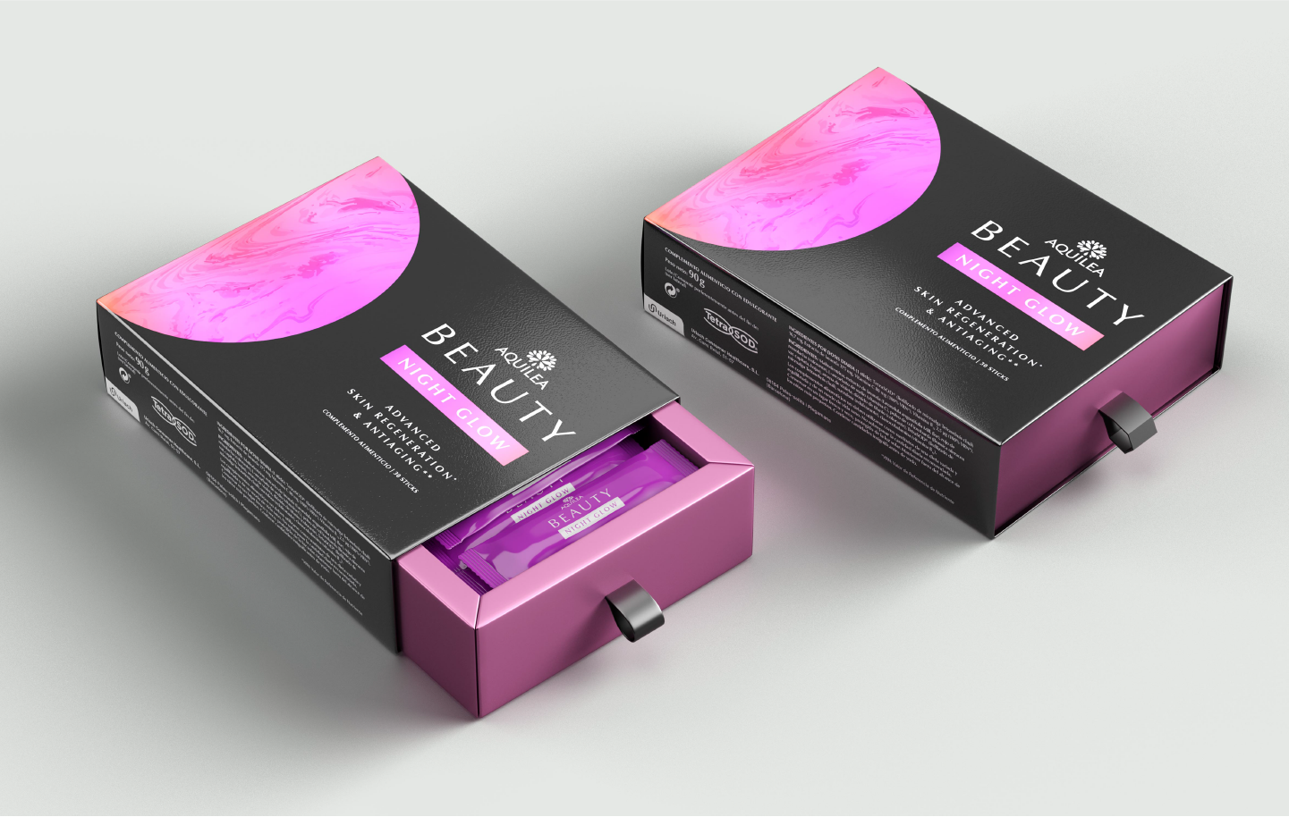 AQUILEA貴婦逆齡飲日夜沖飲套裝營養美容產品包裝設計