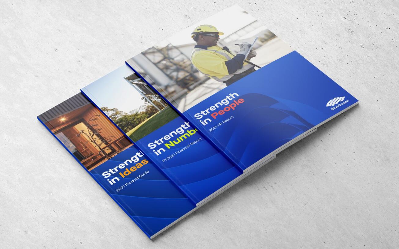 BlueScope油漆涂層鋼鐵產品制造商品牌形象企業vi設計“藍色動態彎曲”輔助圖形