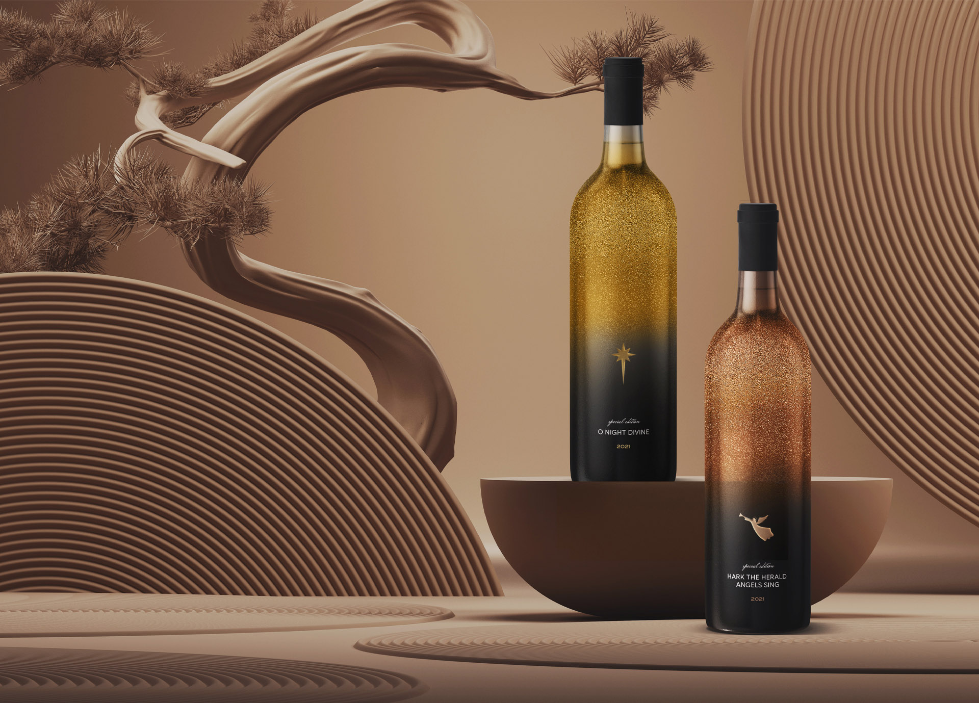 Nero Atelier葡萄酒包裝設計，優(yōu)雅與奢華的天使與星星圖案