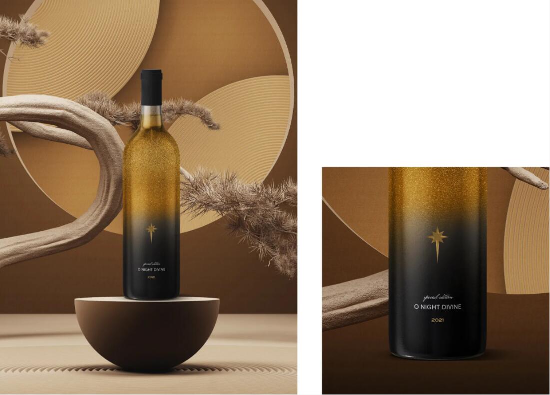 Nero Atelier葡萄酒包裝設計，優(yōu)雅與奢華的天使與星星圖案