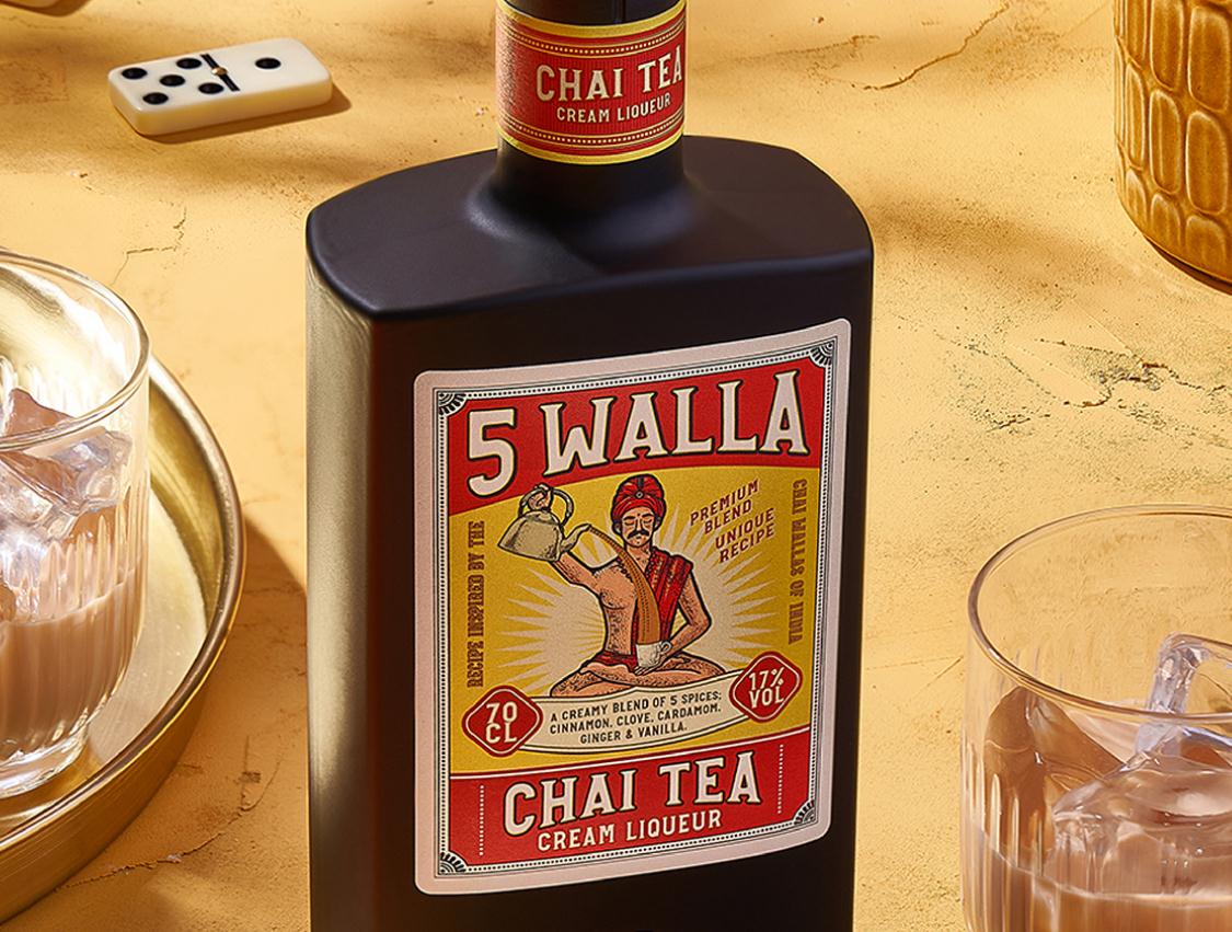 5 WALLA柴茶奶油利口養生酒包裝設計，源自印度火柴盒藝術插畫