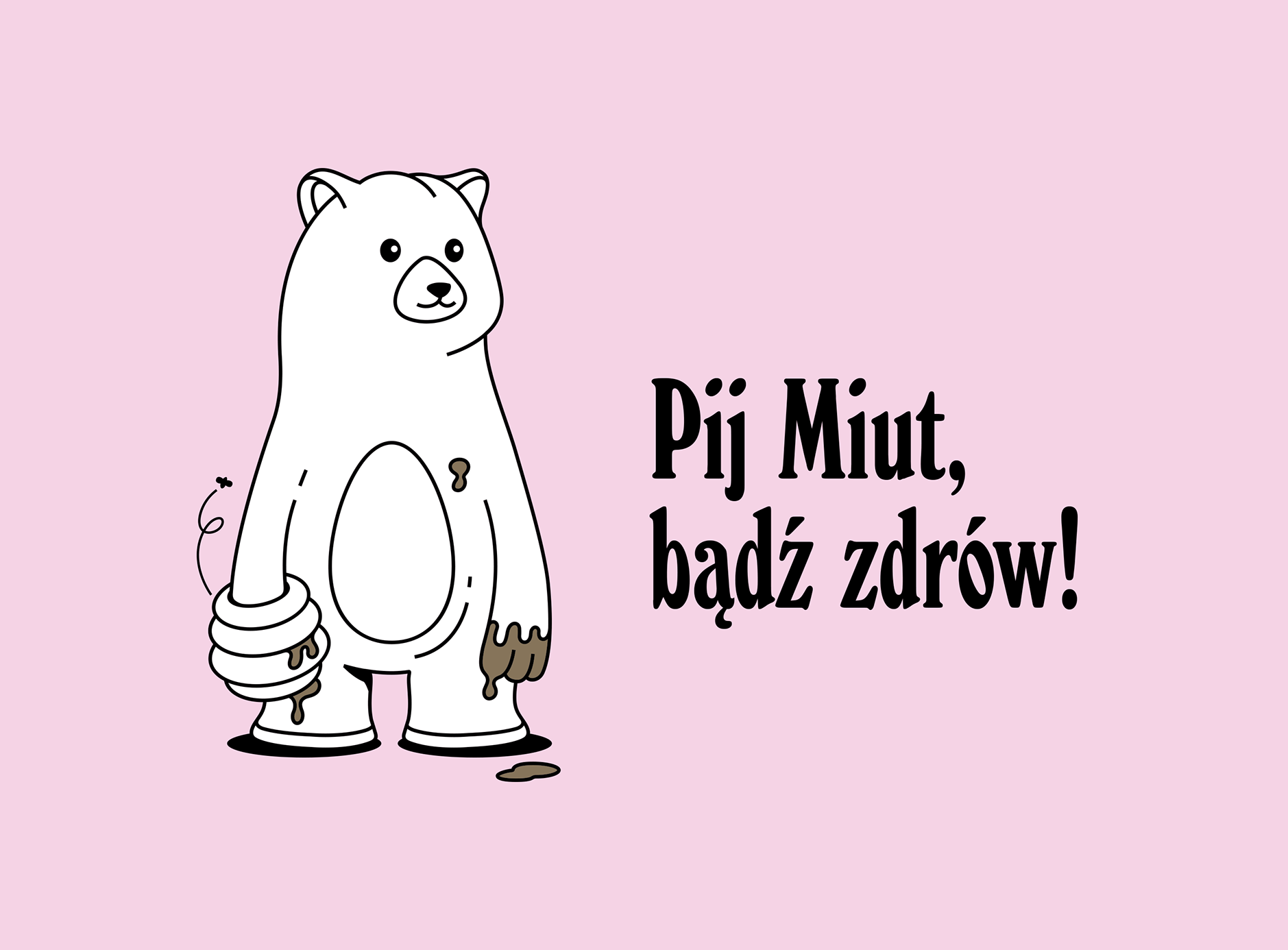 Miut 蜂蜜酒品牌包裝設計,一只拿著蜂巢的熊插畫