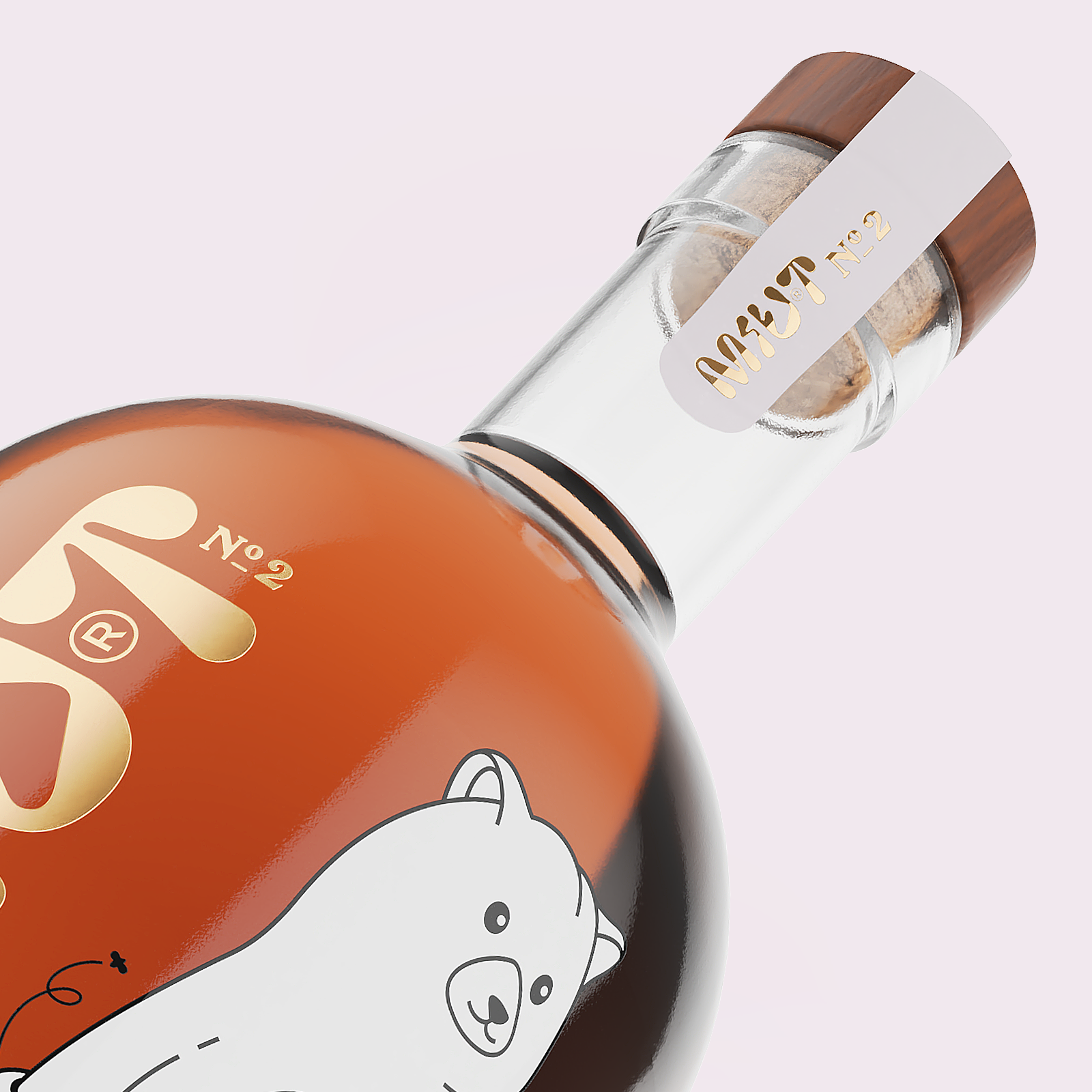 Miut 蜂蜜酒品牌包裝設計,一只拿著蜂巢的熊插畫