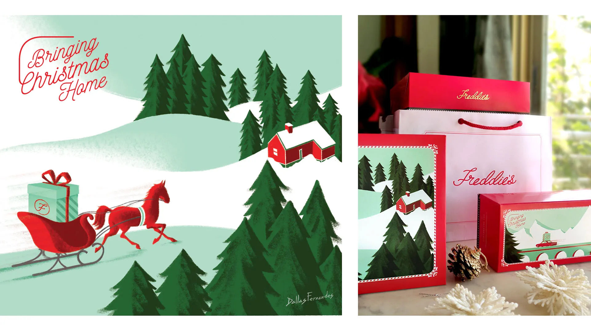 FREDDIE圣誕糖果節日禮品包裝設計，將圣誕帶回家插畫