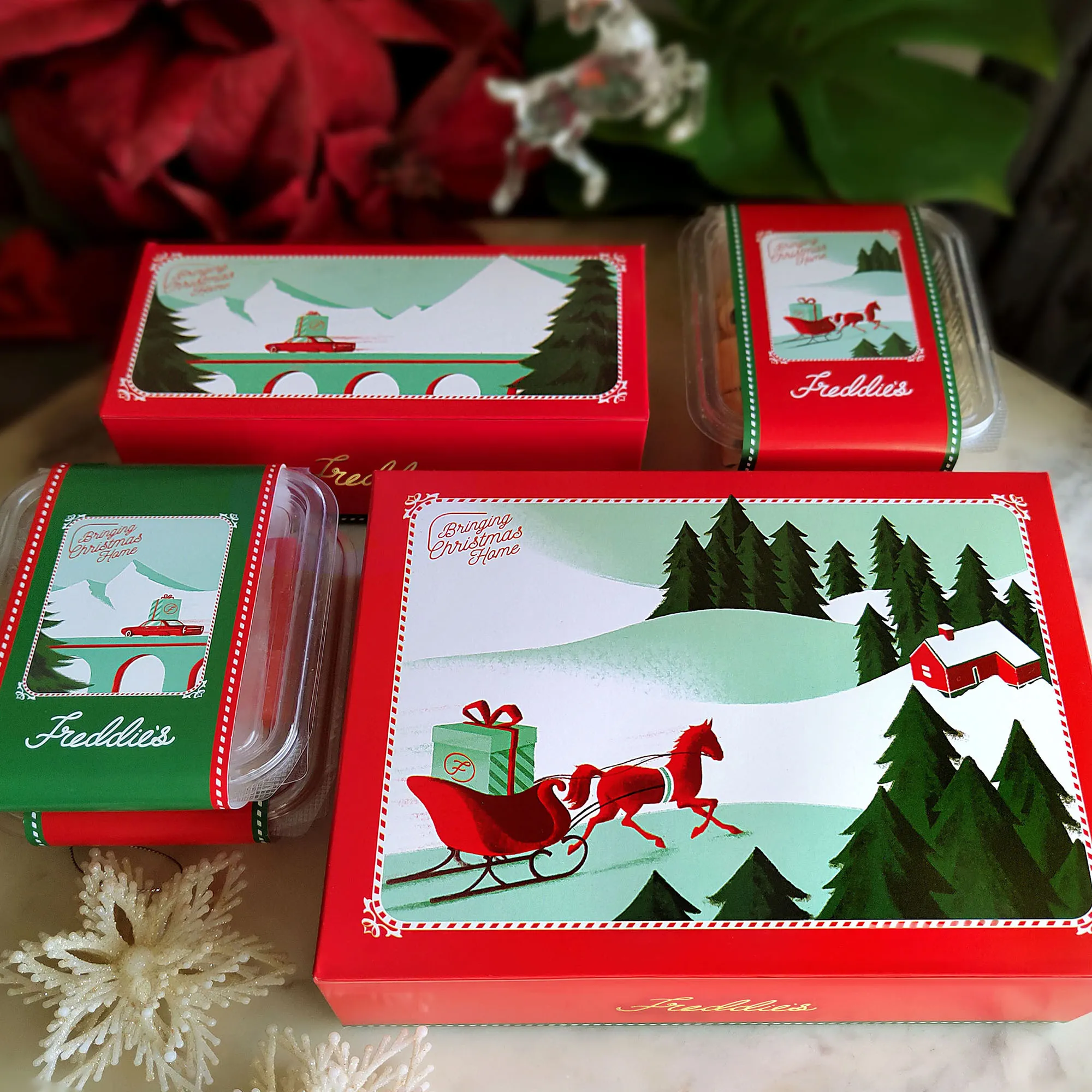 FREDDIE圣誕糖果節日禮品包裝設計，將圣誕帶回家插畫