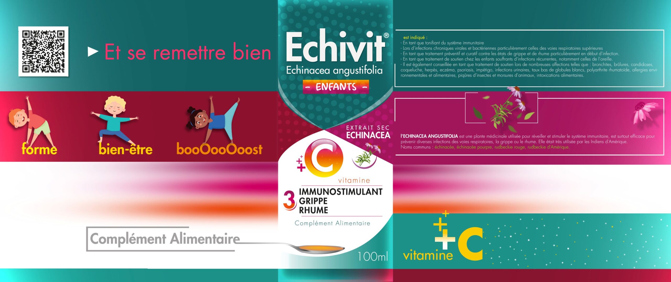 Ecivit OTC藥品包裝設計，突出品牌與交叉色塊版式