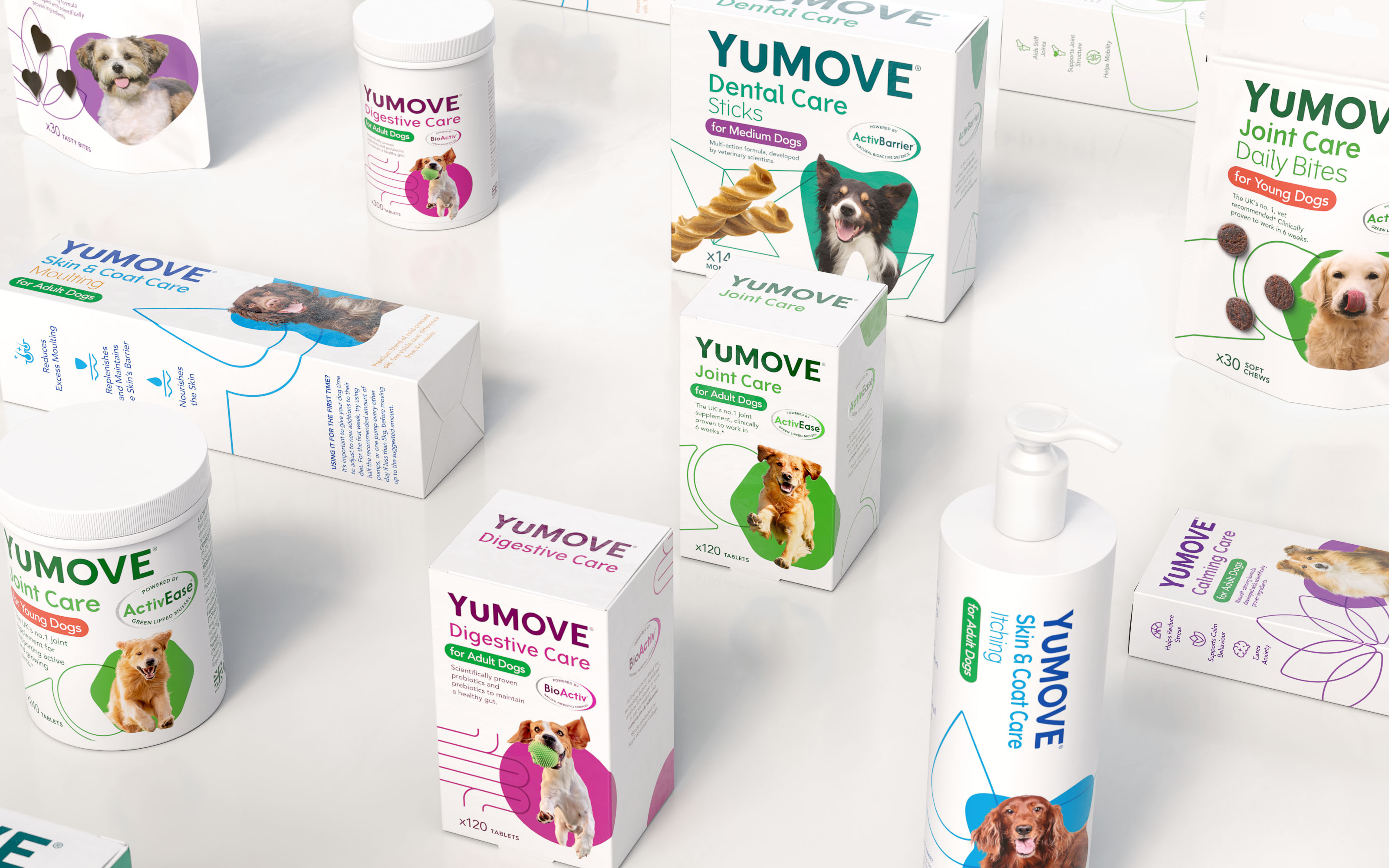 YuMOVE寵物護理品牌戰略策劃與系列產品包裝形象更新設計‘色塊+線條“