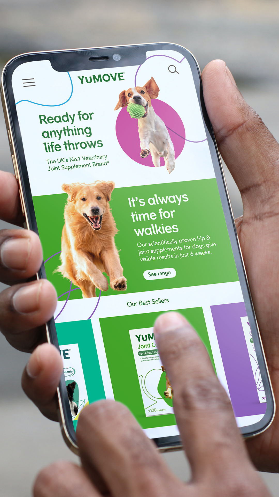 YuMOVE寵物護理品牌戰略策劃與系列產品包裝形象更新設計‘色塊+線條“-手機界面設計