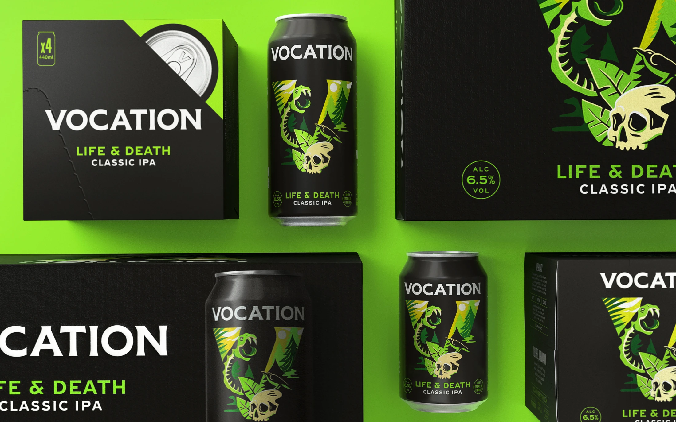 Vocation 手工啤酒包裝設(shè)計(jì)，V字母插畫品牌識(shí)別手法