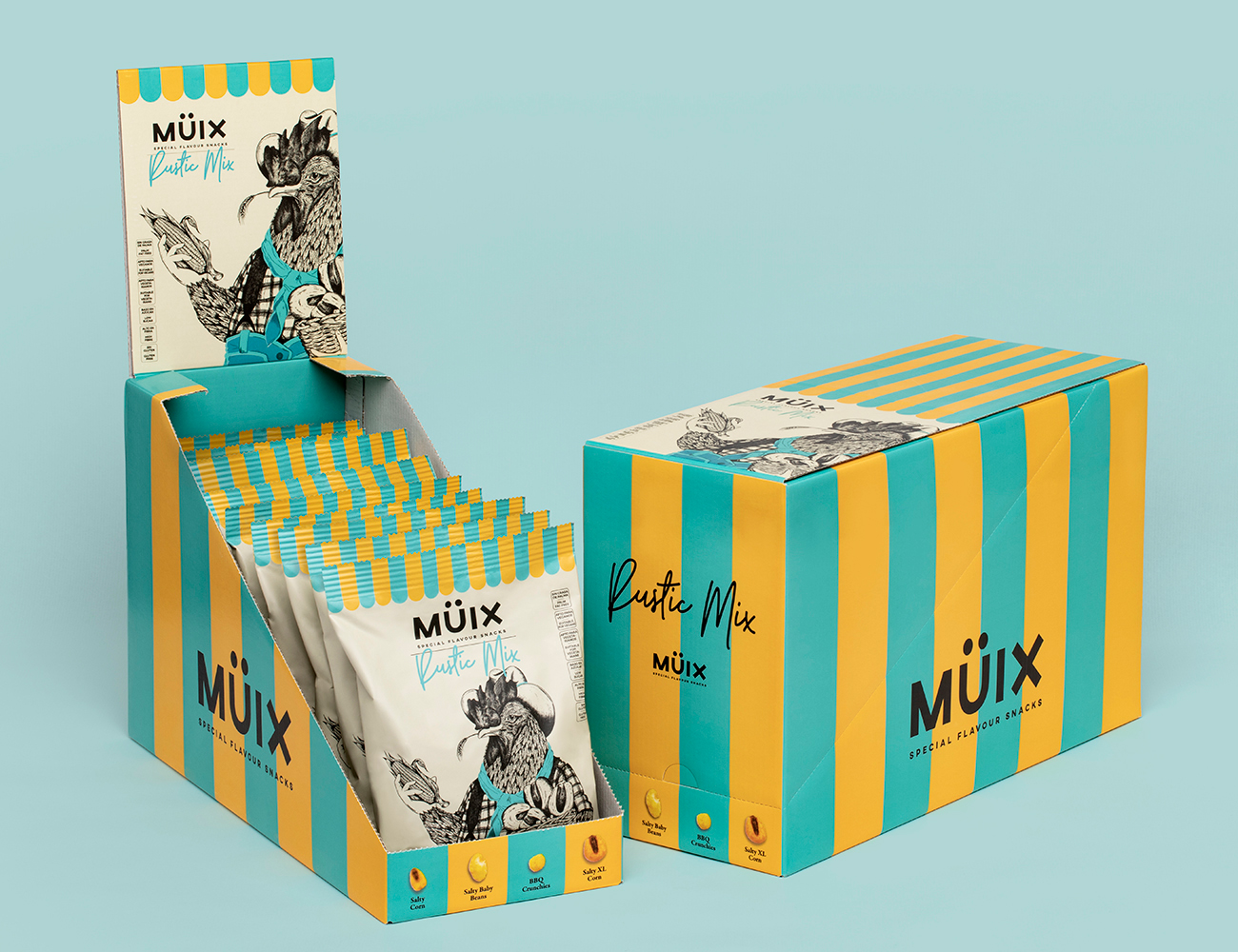 Müix混合口味堅果食品包裝設計“動物擬人”插畫