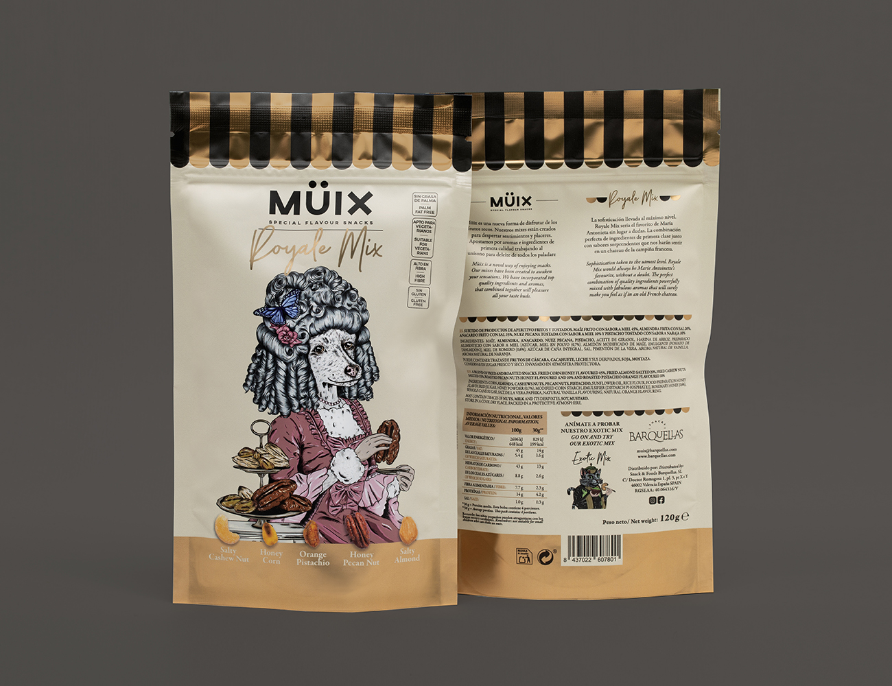 Müix混合口味堅果食品包裝設計“動物擬人”插畫